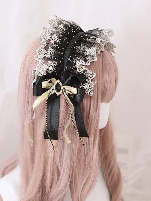 Gold Lolita Gorgeous Lace And KC Bowknot Black Gothic