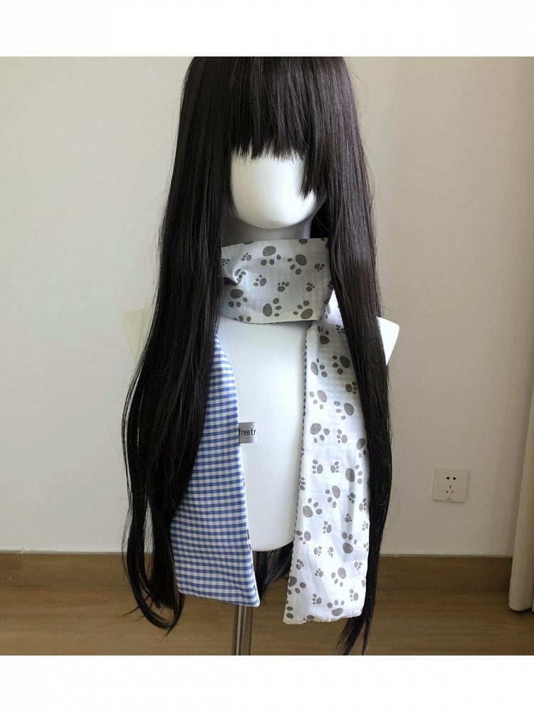 Y2K Scarf with Paw Print and Checks - freetrader