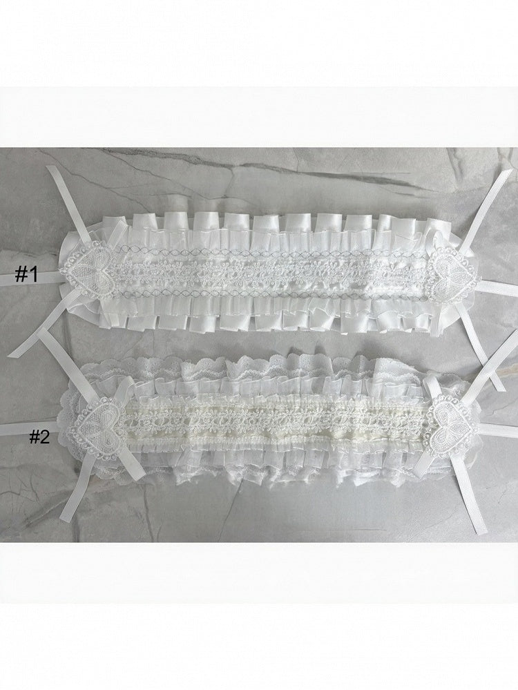 White Lace Hairband with Bow and Heart - Magic Diary