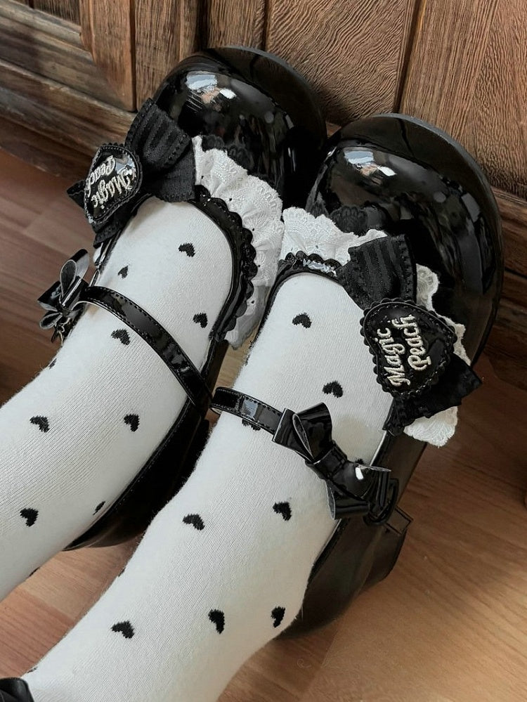 Featuring Heel Shoes Heart for Low Black Lolita Details Sweet