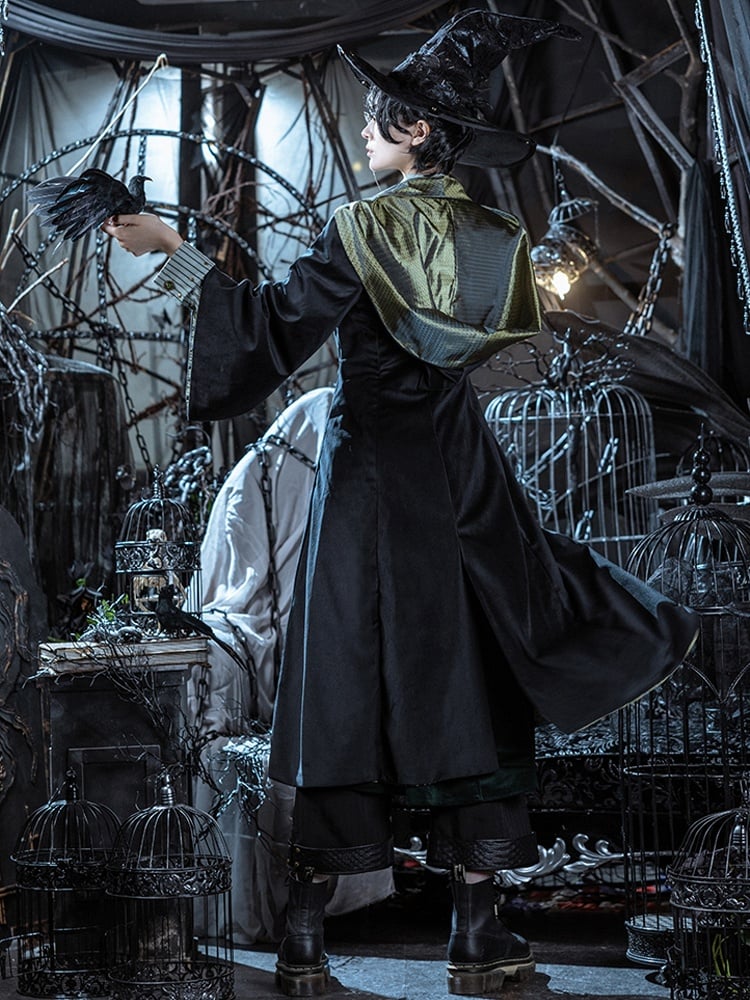 スケールPUスチームパンク柄カフス付きブラックパンツ