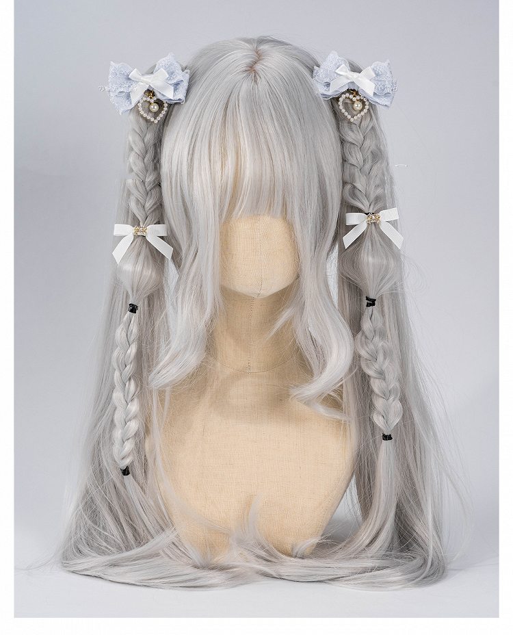 5色のビーズハートチャーム ジライケイ レースリボンヘアクリップ