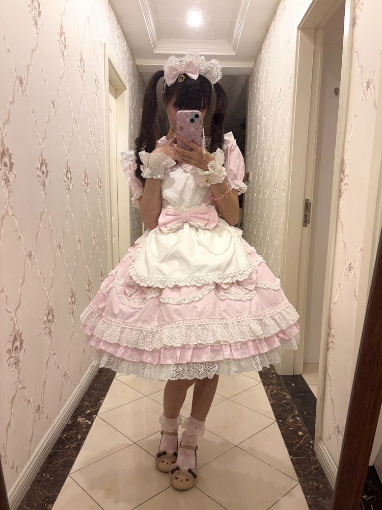 Robe OP Lapin Rose + Tablier Cœur + Ensemble KC