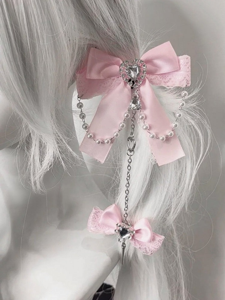 5-Color Gothic Bow Hairclip Heart Spike Decorations - fallen angel