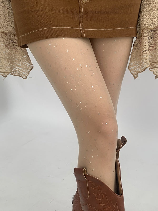 Sparkling Sheer White/Black/Nude Sequin Tights