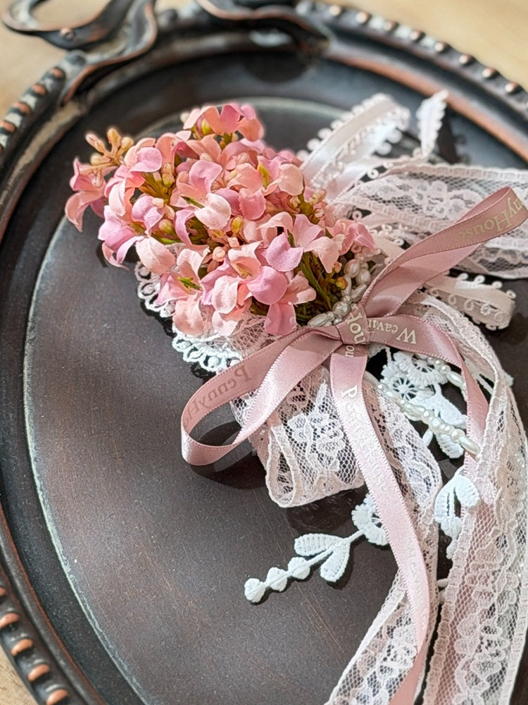 Sweet Floral Embroidery Brooch Set - Penny House