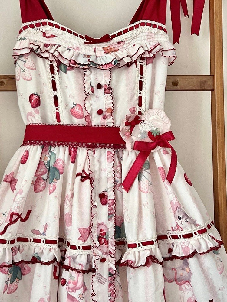 イチゴハート型ブローチ