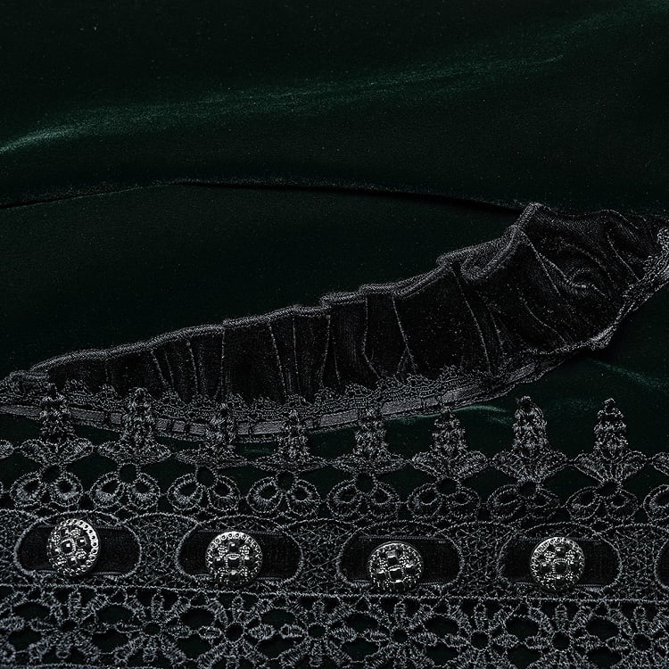 Goth Symmetric Gorgeous Green Coat Black