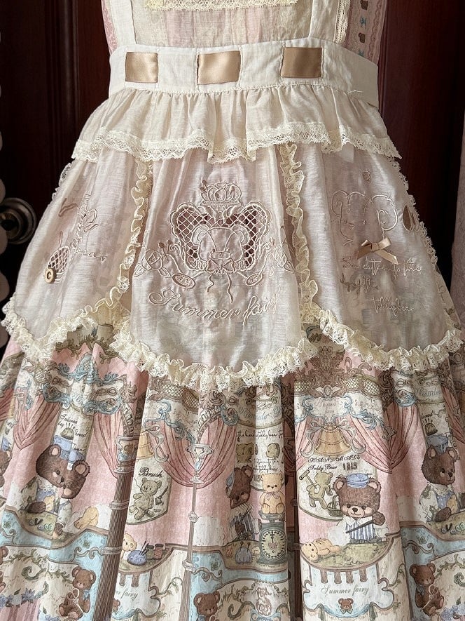 Bestickte beige Schürze Lolita