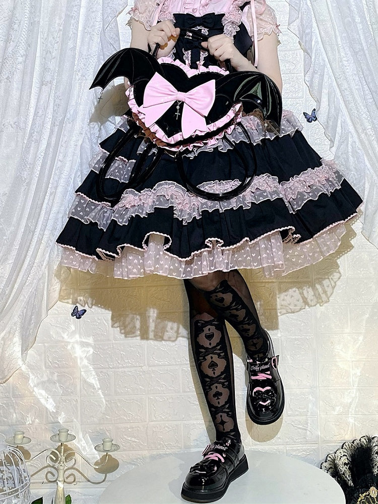 Gothic Lolita Weiß/Schwarze Overknee-Strümpfe