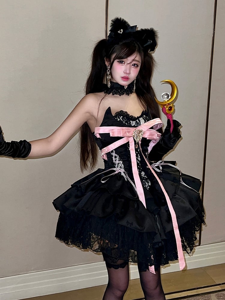 クリアランス-ブラック 蝶結び ビッグチョーカー