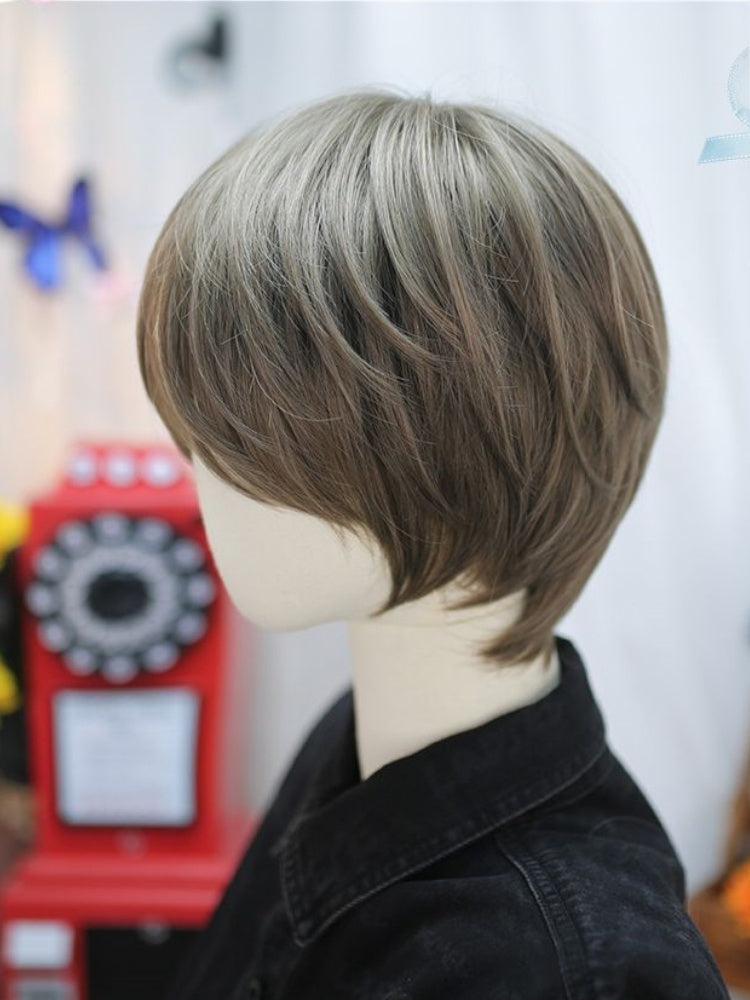 Light Brown Chin Length Synthetic Boy Style Wig