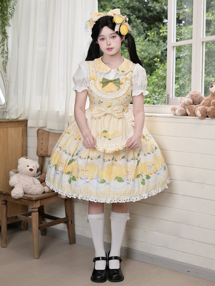 Pattern Lemon Yellow and Chick Gingham Print Apron