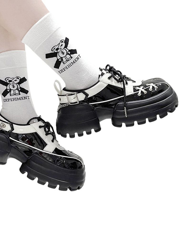 Checkerboard Punk Platform Shoes