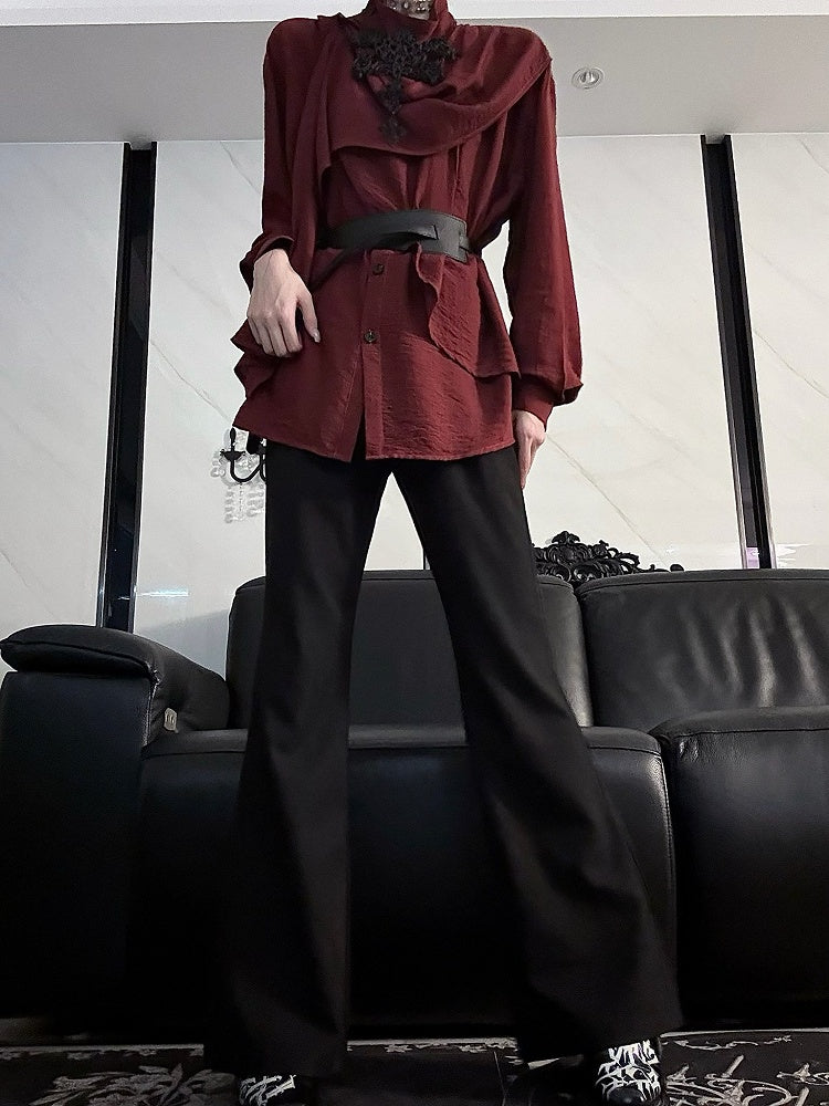 Ouji Spring - Red and Scarf Lolita Elegant Sleeve for Summer Long Wine Neckline Top