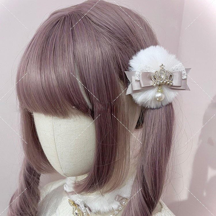 6 Colors Pompom Hairclip Plush Bow