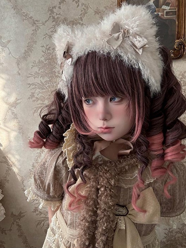 30 cm mit doppelten Krallenclips, Länge Roman Air Curly Ombre, 48 cm + Pony, Perücke, Pferdeschwanz, Pink