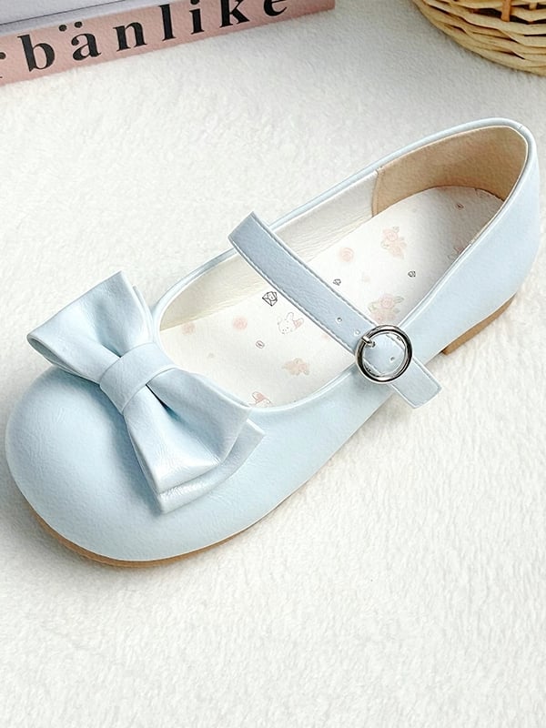 with Toe Blue Lolita Circular Shoes Light Delicate Round Bow Low-heel Buckle Sweet