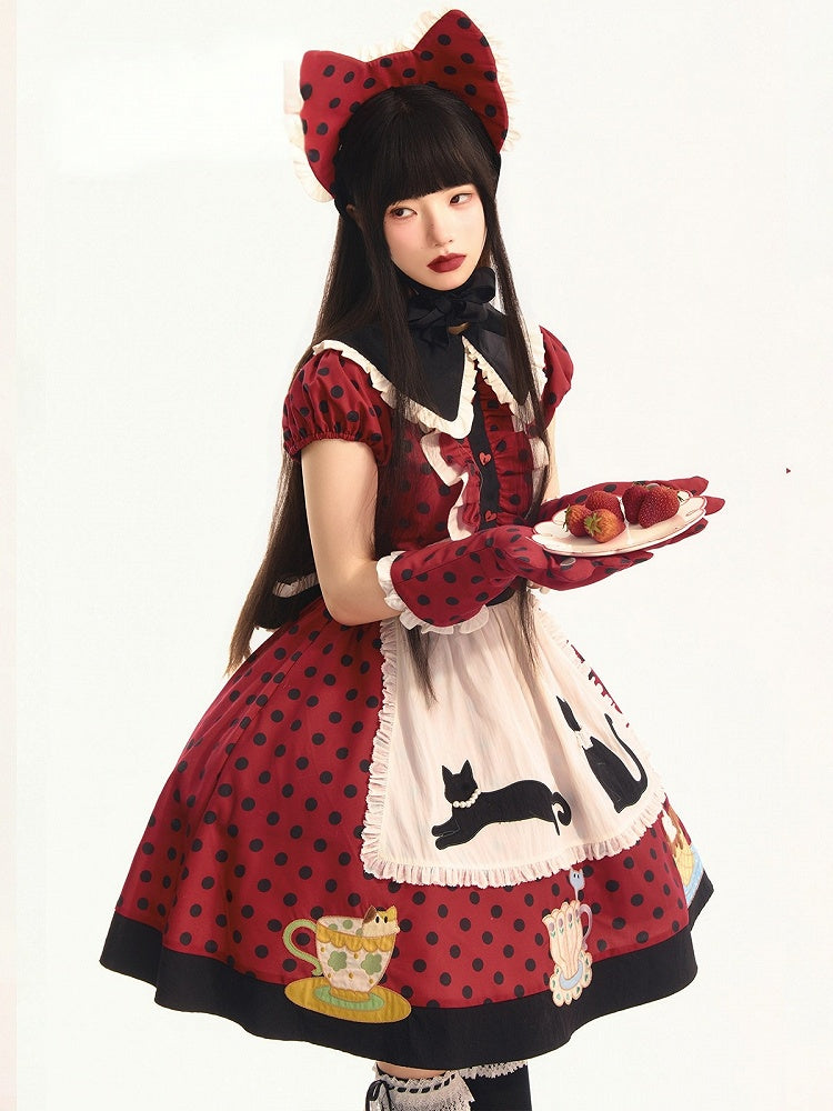 Black & Red Polka Dot Cat Ear Headwear - Rock Candy Box