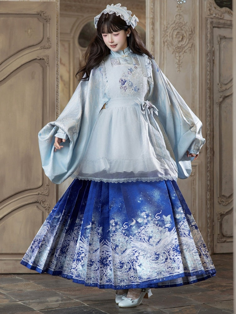 Light Blue Floral Embroidery Overlay - ZhiXiYue