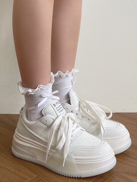 Bowknot Yellow/Beige/Black Socks Lolita Light Trim Lace Decorated