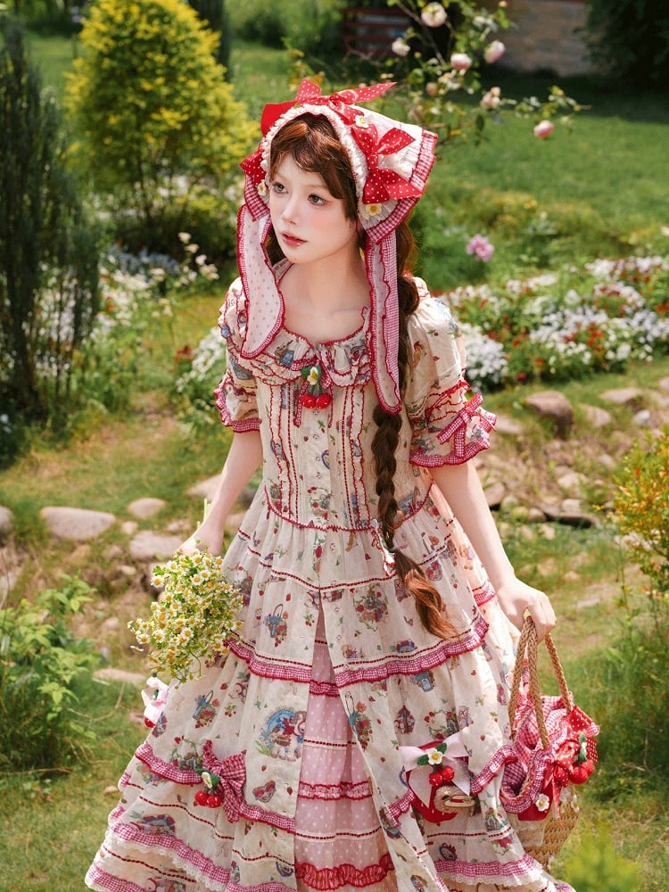 Pink Red Polka Dot Tiered Ruffles Lolita Underskirt - DrunkCoco