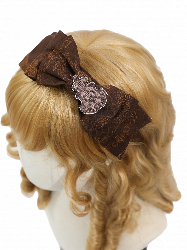 Brown Vintage Bow KC with Violin Embroidery - Twin Bear Original Design