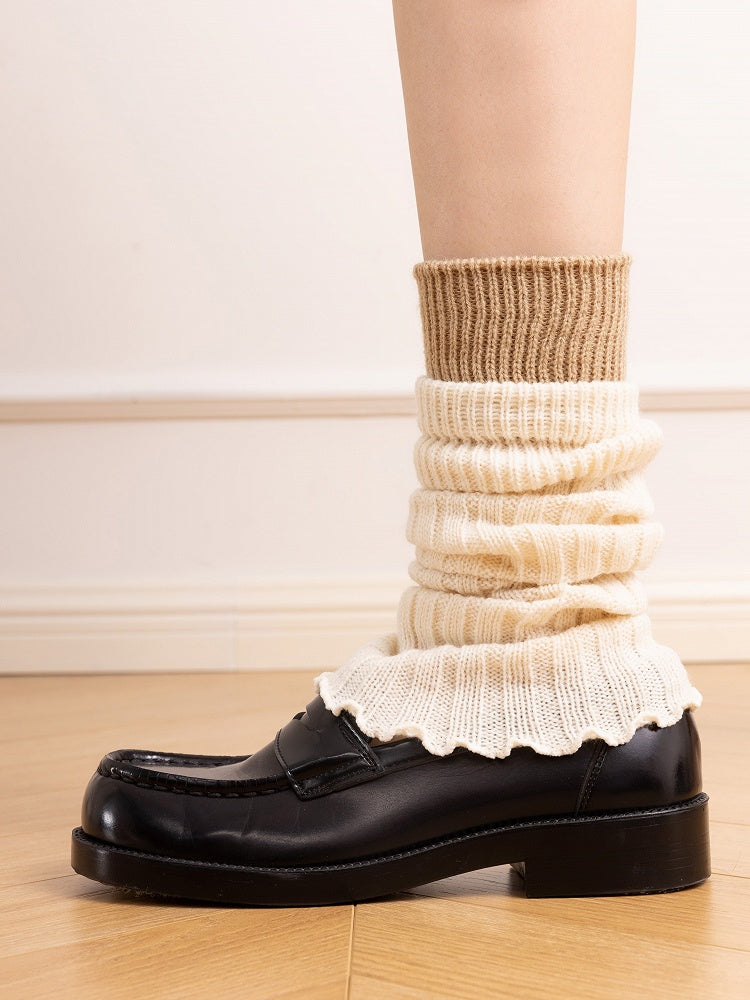 Warmers Two-Piece Creamy Design Knitted Fake White Leg