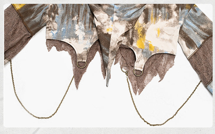 Light Punk Butterfly Brown Tie-dyed Chains with Wasteland Hoodie