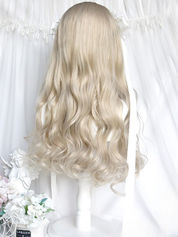 Perücke 65CM Voller gewellter Pony Blond Mit Länge