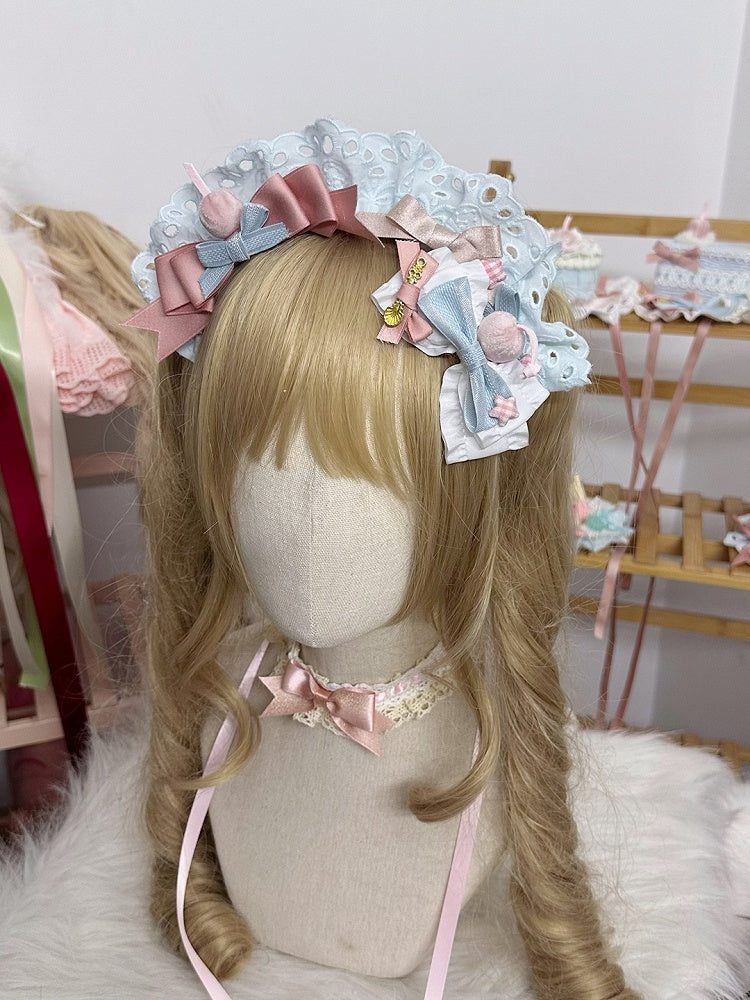 KC Lace Sweet Decoration with Bows Brown/Blue andCherry Lolita