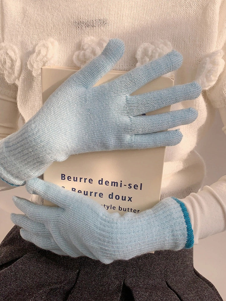 Knit (4 Long Gloves Ribbed Wool-Blend Colors)