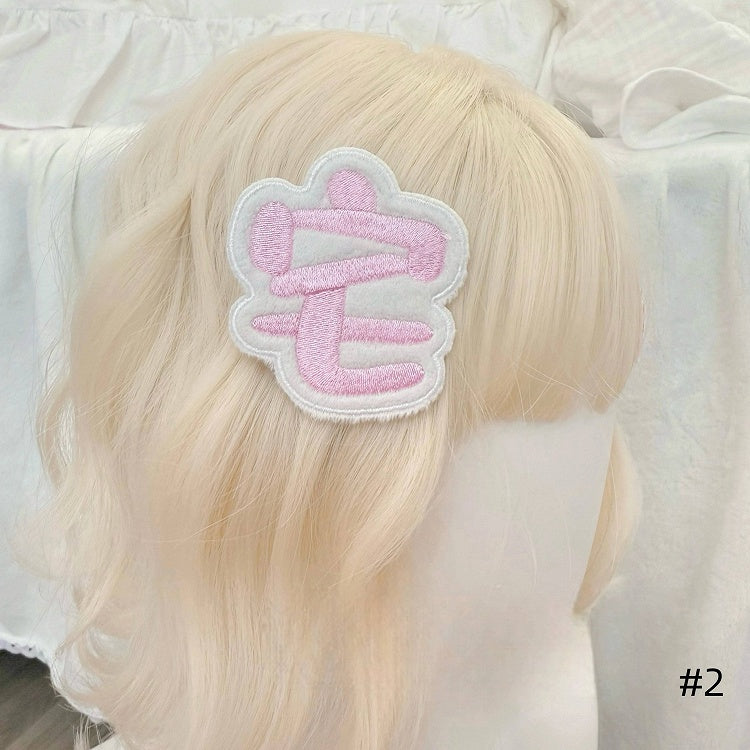 Hair Pink Embroidered Clip Velcro Paw Cat