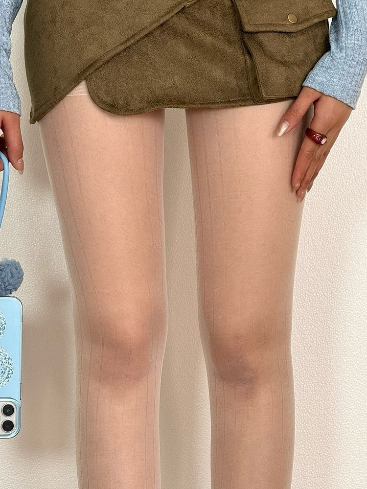 Semi-sheer Pattern Tights Striped Black/Gray/White