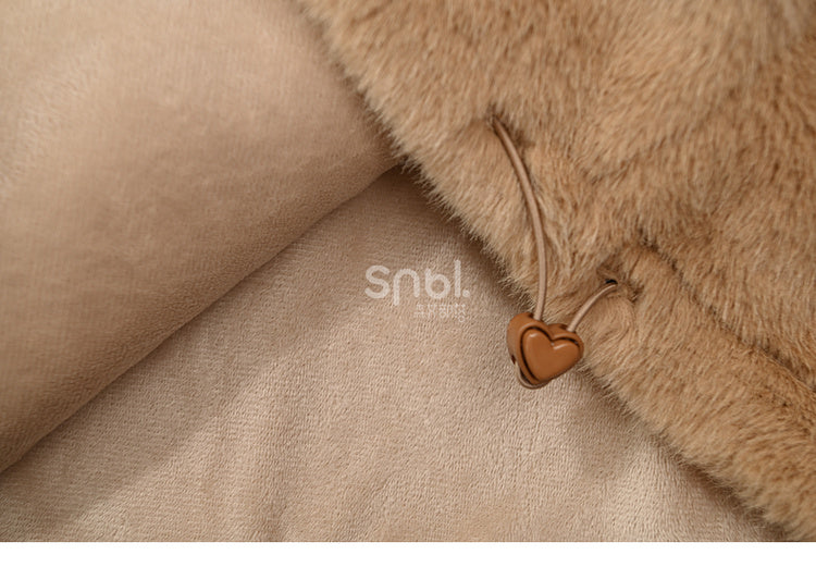 Cute Capybara Adorned Brown Plush Zip Hoodie