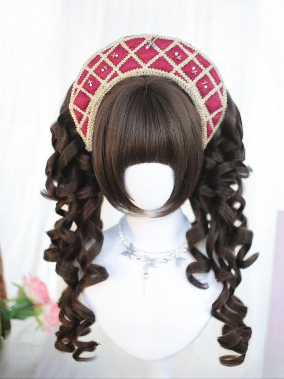 ストレートクリップ、クローカットバングス+ダブル50CMボブ、ポニーテール付き、フルブラウン/ブロンドウィッグ、ウェーブ30CM長さ