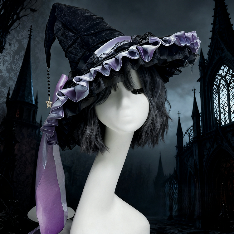 Bow Gothic Hat Accents Black Color 5 Star Options Witch