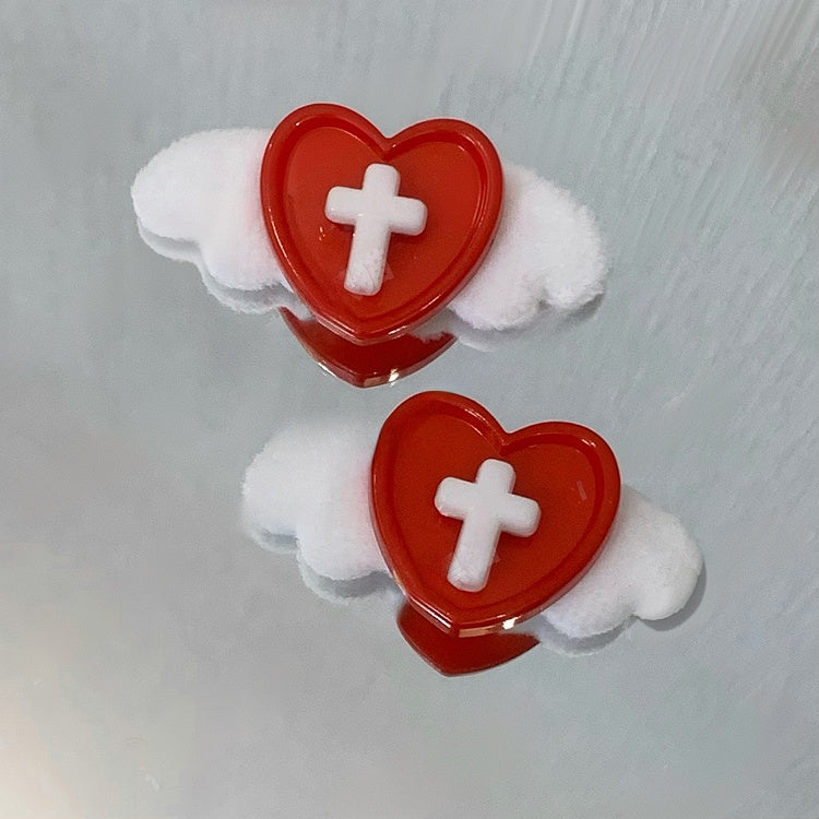 Yami Kawaii Herz Flügel Kreuz Haarspangen