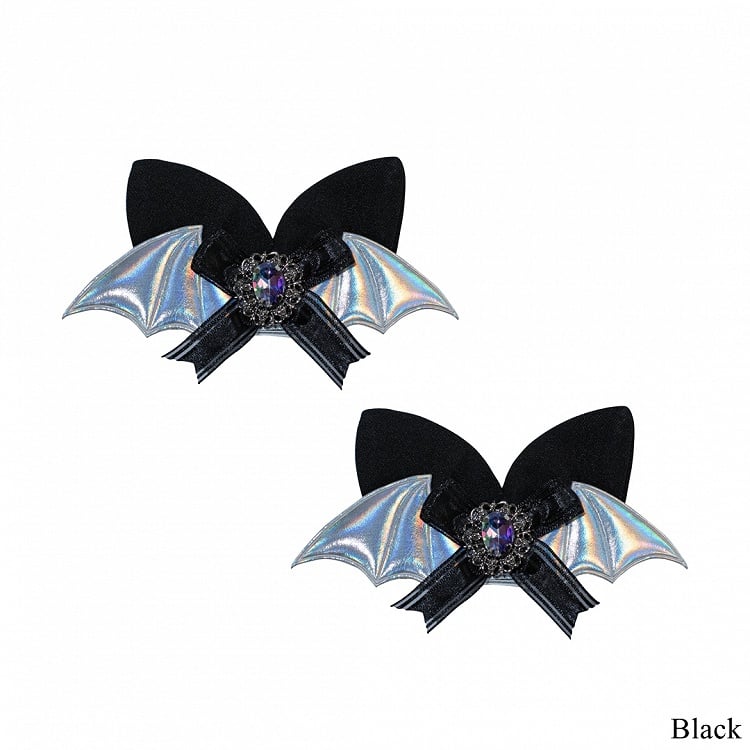 Blue/Black/Red Bat Hairclips Wings Dark