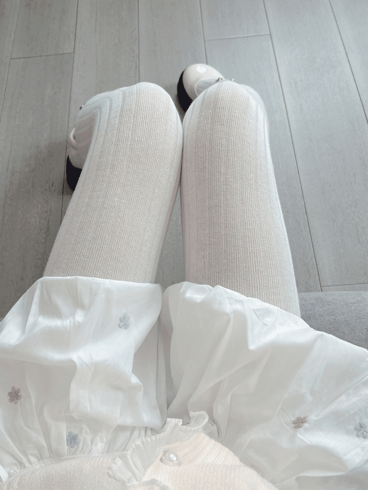 ホワイト/グレーストライプタイツ