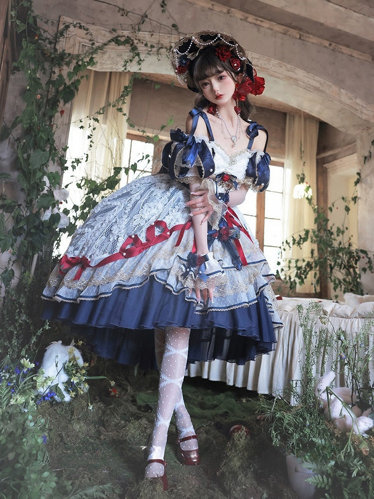 and Bowknot Red Cuffs Flower Wrist White Snow Blue Dark Vibes