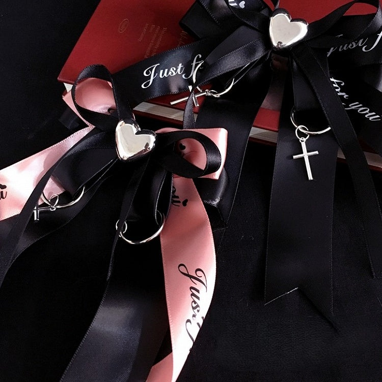 with Bow Accents Heart Hairclip Cross