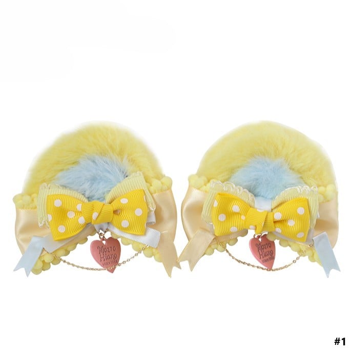 Lolita Clips Bear Ear Yellow Blue Sweet With Hairclip/Hairband/KC/Mini Plush Bowknot Hat