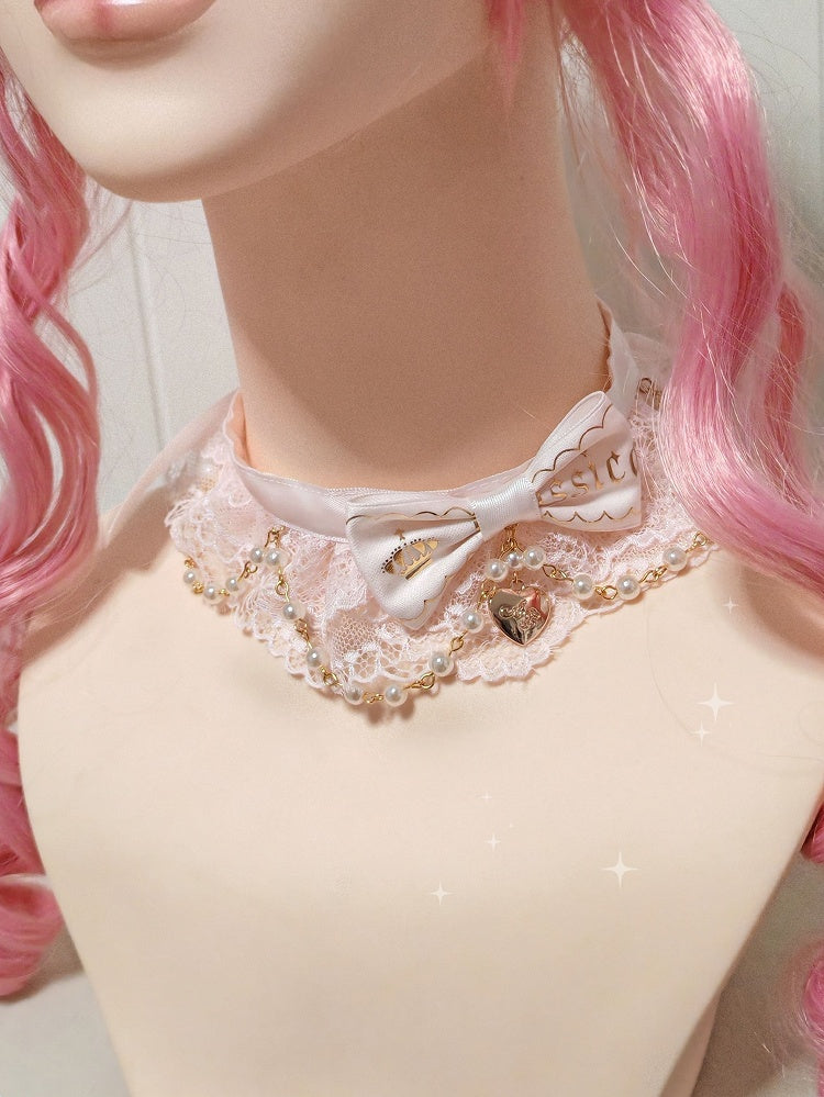 Lace Choker 3 Lolita Options Sweet with Bead Color Bowknot Chain