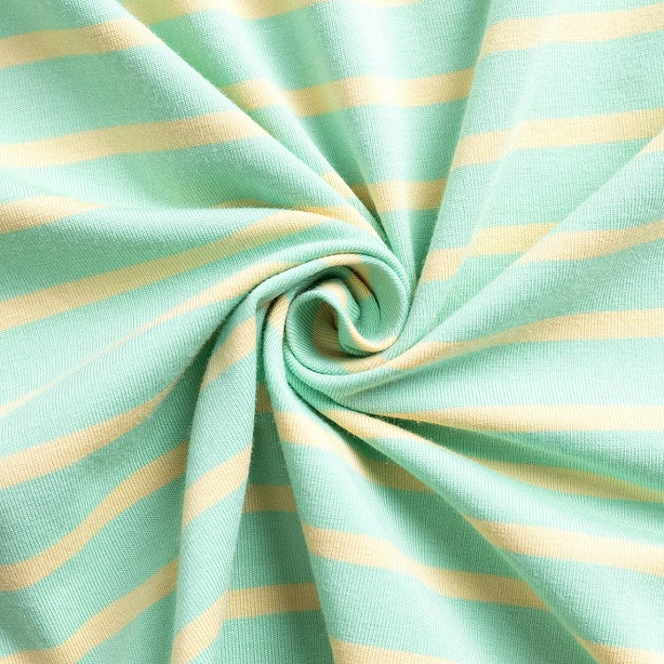 Rockin' Cartoon Girl Striped Slim-Fit Green T-shirt - Perfect for Summer Vibes