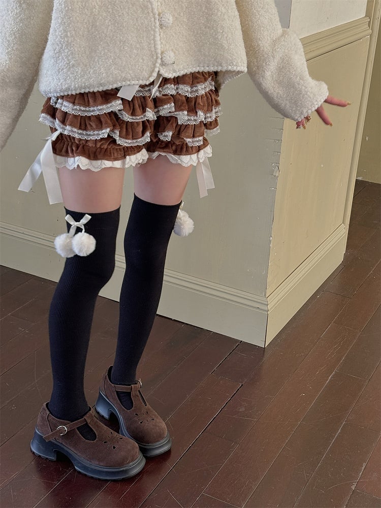 Color With Pompons Stockings 6 Options