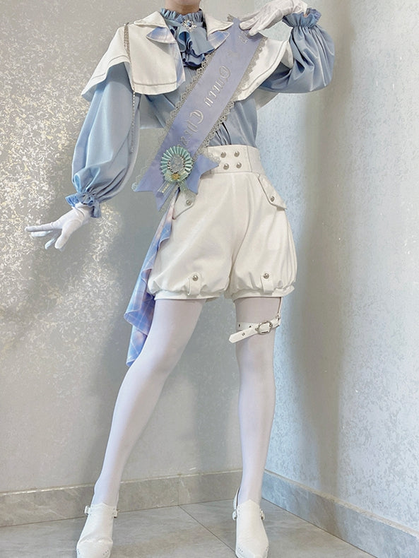Shorts Cape Ouji High Outfit Prince Weiß Blau Taille und + - Shirt Lolita