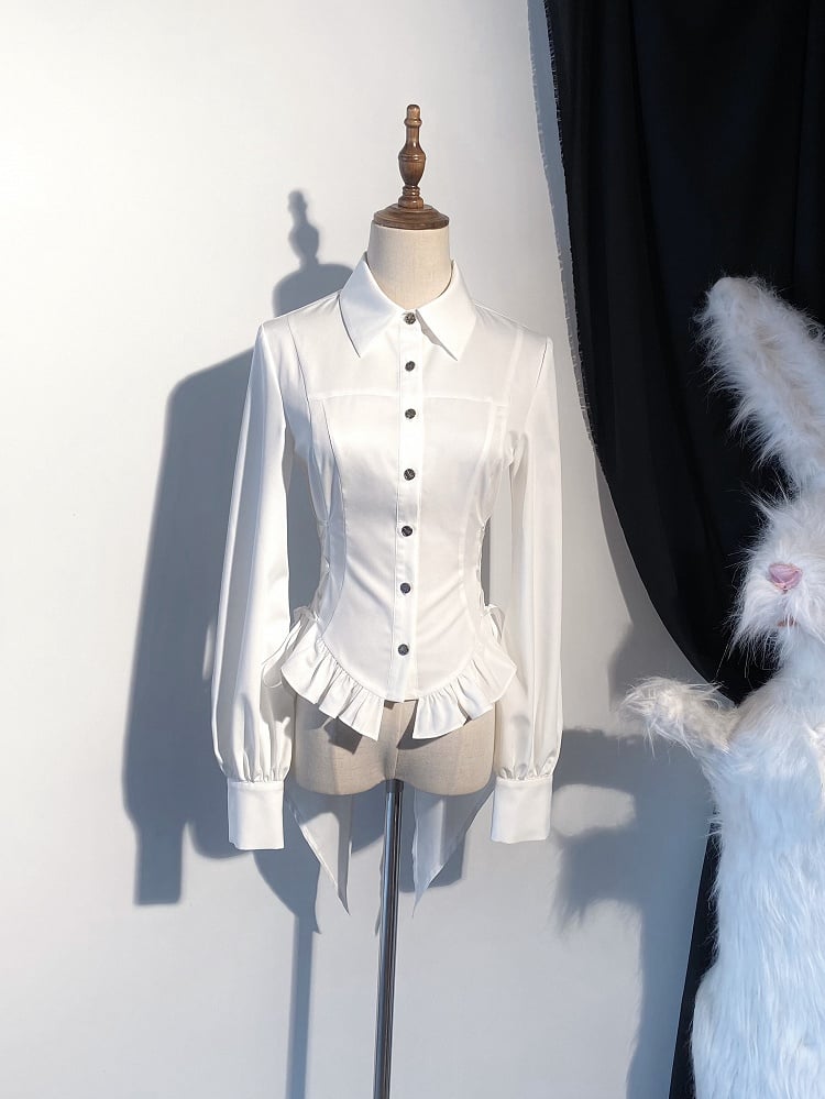 Sleeves Note Jabot Split-Tail White Lolita Musical Elegant Brooch Shirt Tie Long + Ouji