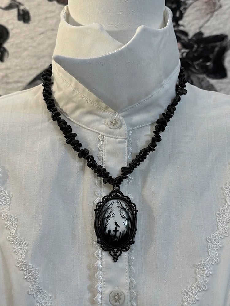 Gothic Black Retro Necklace with Irregular Beads - Boobi Shop