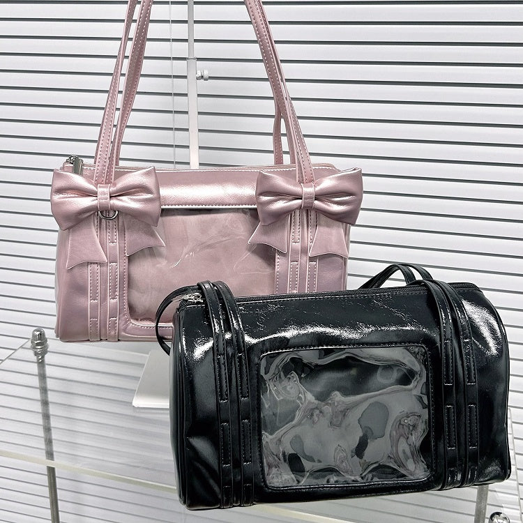 Black Daily Window Ita Bag Display PU Bow with